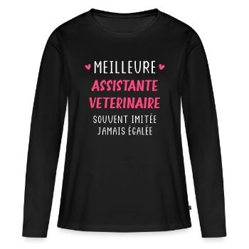 Souvent imitée Meilleure assistante vétérinaire - T-shirt manches longues Premium bio Femme - noir - Devant - Julia (174cm)