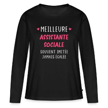Souvent imitée Meilleure assistante sociale - T-shirt manches longues Premium bio Femme - noir - Devant - Julia (174cm)