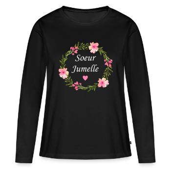 Soeur jumelle - T-shirt manches longues Premium bio Femme - noir - Devant - Julia (174cm)