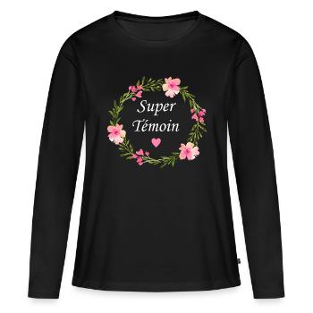 Super Témoin - T-shirt manches longues Premium bio Femme - noir - Devant - Julia (174cm)