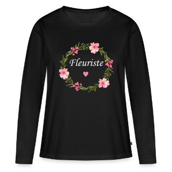 Fleuriste - T-shirt manches longues Premium bio Femme - noir - Devant - Julia (174cm)