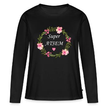 Super atsem - T-shirt manches longues Premium bio Femme - noir - Devant - Julia (174cm)