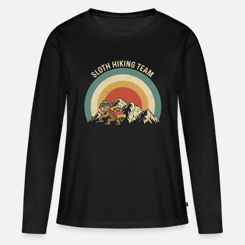 Sloth Hiking Team - Frauen Premium Bio Langarmshirt - Schwarz