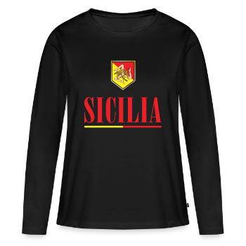 Sicile - T-shirt manches longues Premium bio Femme - noir - Devant - Julia (174cm)