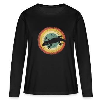 Cadeau de reptile de terrarium de lézard gecko - T-shirt manches longues Premium bio Femme - noir - Devant - Julia (174cm)
