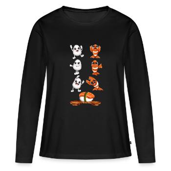 Fusion de sushi kawaii drôle - T-shirt manches longues Premium bio Femme - noir - Devant - Julia (174cm)
