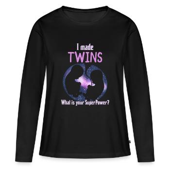Mutter von Zwillingen Geschenk Zwillinge Mama - Frauen Premium Bio Langarmshirt - Schwarz - Vorne - Julia (174cm)