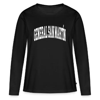 Général San Martin - T-shirt manches longues Premium bio Femme - noir - Devant - Julia (174cm)