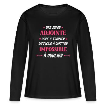 Une super adjoint - T-shirt manches longues Premium bio Femme - noir - Devant - Julia (174cm)