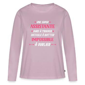 Super assistante - T-shirt manches longues Premium bio Femme - rose poudré - Devant - Julia (174cm)