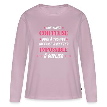 Super Coiffeuse - T-shirt manches longues Premium bio Femme - rose poudré - Devant - Julia (174cm)