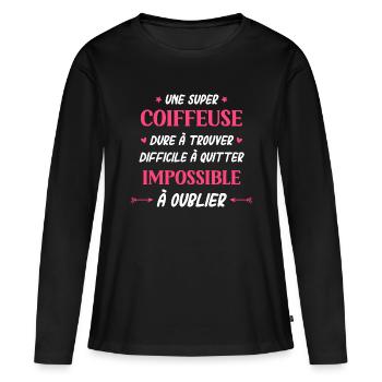 Super Coiffeuse - T-shirt manches longues Premium bio Femme - noir - Devant - Julia (174cm)