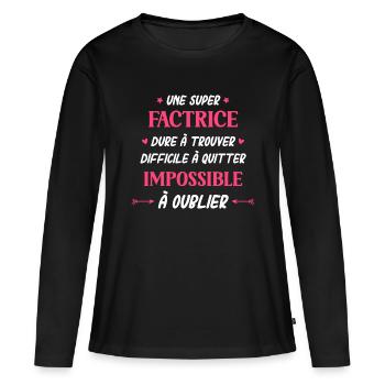 Super factrice - T-shirt manches longues Premium bio Femme - noir - Devant - Julia (174cm)