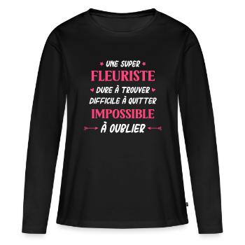 Super fleuriste - T-shirt manches longues Premium bio Femme - noir - Devant - Julia (174cm)