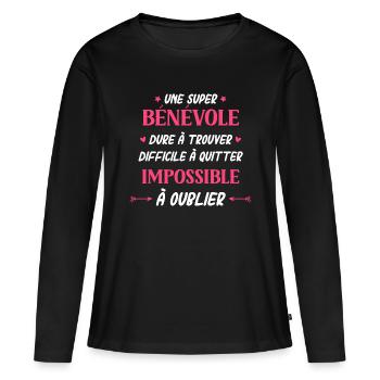 Super bénévole - T-shirt manches longues Premium bio Femme - noir - Devant - Julia (174cm)