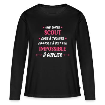 Super scout - T-shirt manches longues Premium bio Femme - noir - Devant - Julia (174cm)