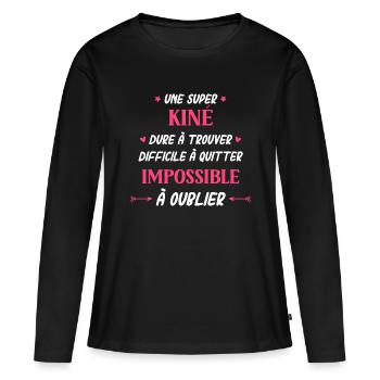 Super kiné - T-shirt manches longues Premium bio Femme - noir - Devant - Julia (174cm)