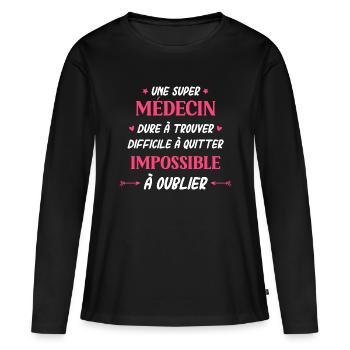 médecin - T-shirt manches longues Premium bio Femme - noir - Devant - Julia (174cm)