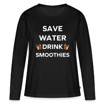 Wasser sparen, Smoothies trinken - Frauen Premium Bio Langarmshirt - Schwarz - Vorne - Julia (174cm)