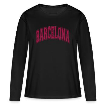 Barcelone - T-shirt manches longues Premium bio Femme - noir - Devant - Julia (174cm)