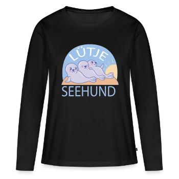 Lütje Seehund kleiner Seehund - Frauen Premium Bio Langarmshirt - Schwarz - Vorne - Julia (174cm)