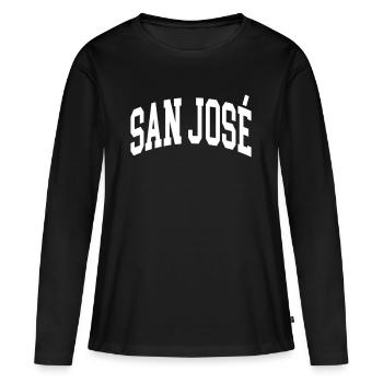San José - T-shirt manches longues Premium bio Femme - noir - Devant - Julia (174cm)