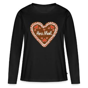 Coeur Madl Coeur en pain d’épices - T-shirt manches longues Premium bio Femme - noir - Devant - Julia (174cm)