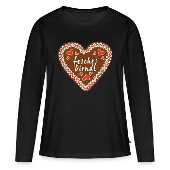 Fesches Dirndl Lebkuchenherz - Frauen Premium Bio Langarmshirt - Schwarz - Vorne - Julia (174cm)