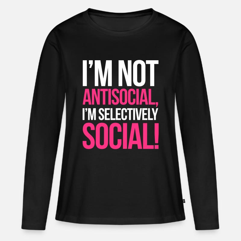 Antisocial - Frauen Premium Bio Langarmshirt - Schwarz