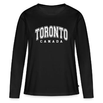 Toronto - T-shirt manches longues Premium bio Femme - noir - Devant - Julia (174cm)