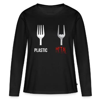 Fourchette Plastic Metal Musique - T-shirt manches longues Premium bio Femme - noir - Devant - Julia (174cm)
