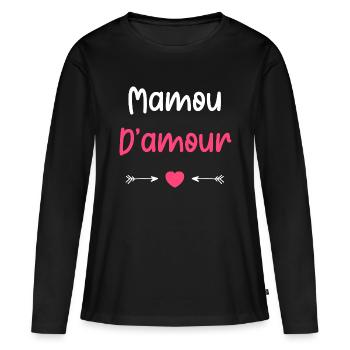 mamou d'amour - T-shirt manches longues Premium bio Femme - noir - Devant - Julia (174cm)