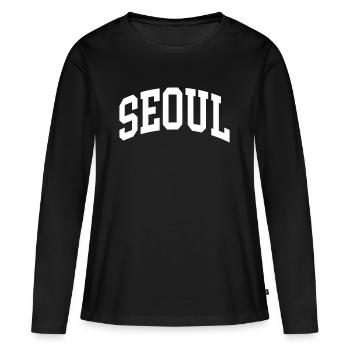 Séoul - T-shirt manches longues Premium bio Femme - noir - Devant - Julia (174cm)
