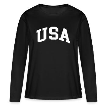 États-Unis - T-shirt manches longues Premium bio Femme - noir - Devant - Julia (174cm)