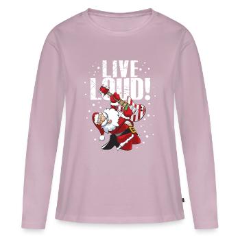 Rocking Santa Claus E-Guitar - T-shirt manches longues Premium bio Femme - rose poudré - Devant - Julia (174cm)