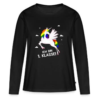 Licorne 1ère classe - T-shirt manches longues Premium bio Femme - noir - Devant - Julia (174cm)