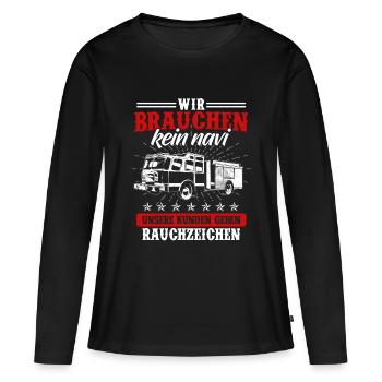 Les pompiers volontaires rengaine - T-shirt manches longues Premium bio Femme - noir - Devant - Julia (174cm)