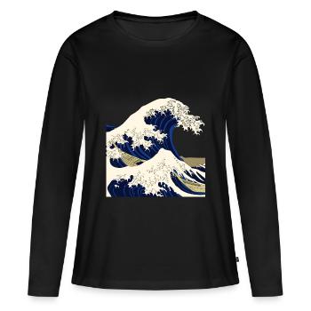 Kanagawa Japan Welle - Frauen Premium Bio Langarmshirt - Schwarz - Vorne - Julia (174cm)