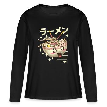 Kawaii Ramen Nudeln Bowl - Frauen Premium Bio Langarmshirt - Schwarz - Vorne - Julia (174cm)