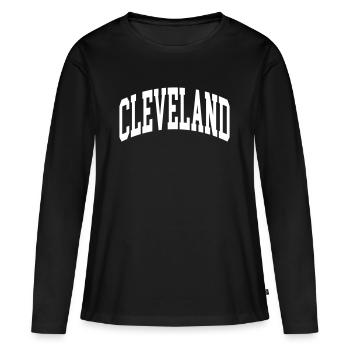 Cleveland - T-shirt manches longues Premium bio Femme - noir - Devant - Julia (174cm)