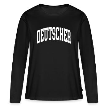 Deutscher - Frauen Premium Bio Langarmshirt - Schwarz - Vorne - Julia (174cm)