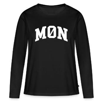 Møn - Frauen Premium Bio Langarmshirt - Schwarz - Vorne - Julia (174cm)