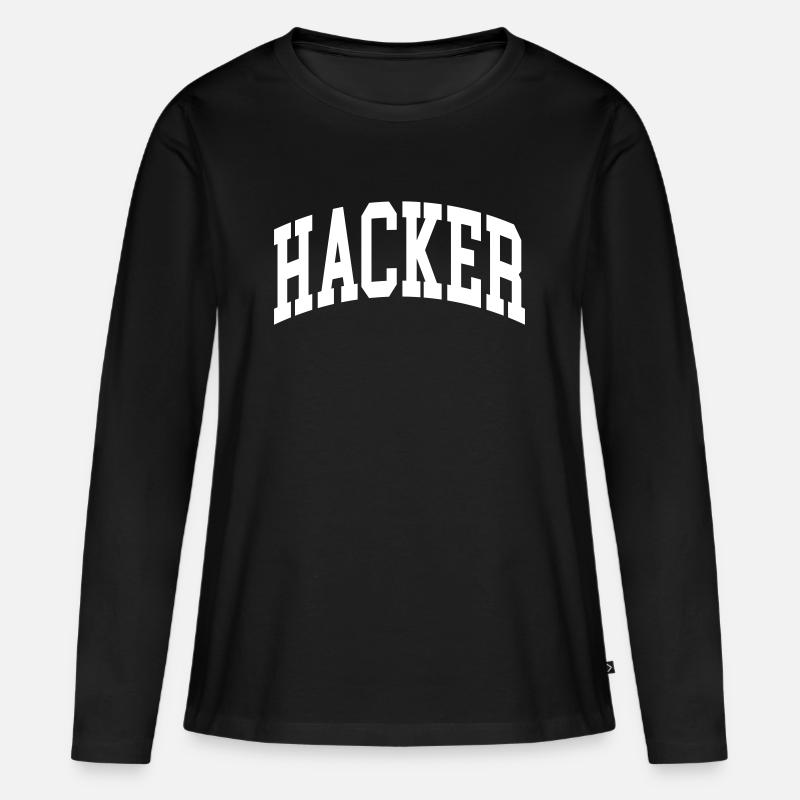 Hacker - Frauen Premium Bio Langarmshirt - Schwarz