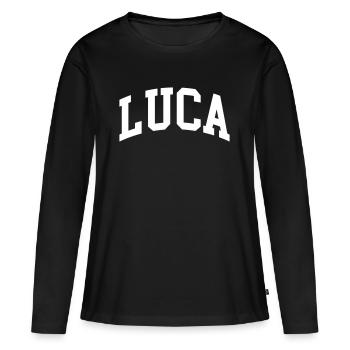 Luca - T-shirt manches longues Premium bio Femme - noir - Devant - Julia (174cm)