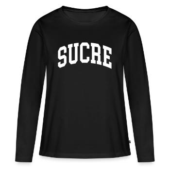 Sucre - T-shirt manches longues Premium bio Femme - noir - Devant - Julia (174cm)