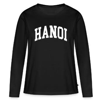 Hanoï - T-shirt manches longues Premium bio Femme - noir - Devant - Julia (174cm)