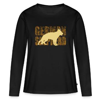 german shepherd - Frauen Premium Bio Langarmshirt - Schwarz - Vorne - Julia (174cm)