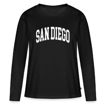 San Diego - T-shirt manches longues Premium bio Femme - noir - Devant - Julia (174cm)