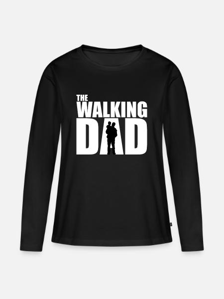 The WALKING DAD white - Frauen Premium Bio Langarmshirt - Schwarz
