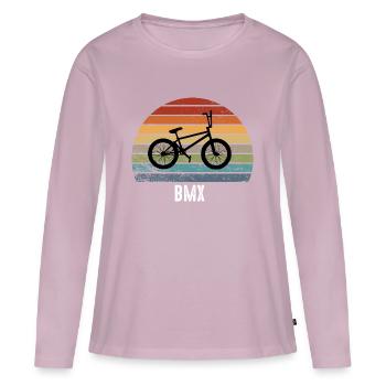 BMX - T-shirt manches longues Premium bio Femme - rose poudré - Devant - Julia (174cm)